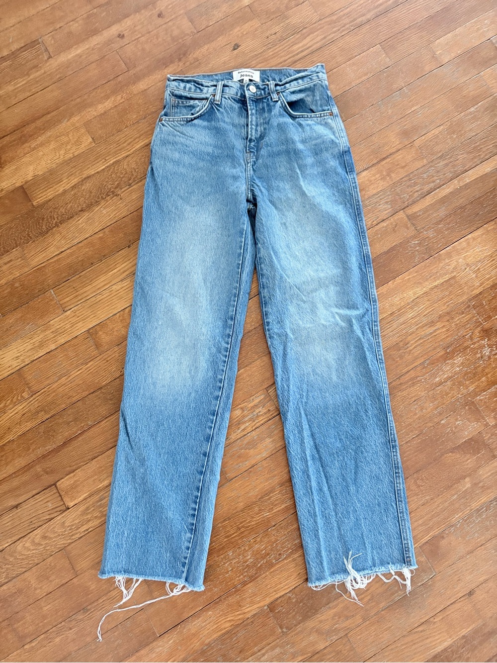 Reformation Val 90s Mid Rise Straight Leg Jeans with Raw Hem